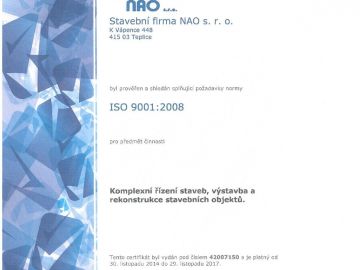 certifikát ISO 9001:2008